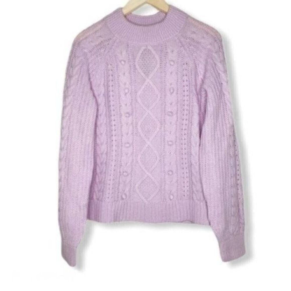 J. CREW Azra Lilac Cable Knit Pullover Sweater 